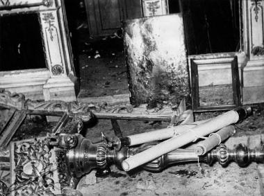 The remains of the sacred vessels of the Church of Evangelistria in Tavtala after the Pogrom of 1955