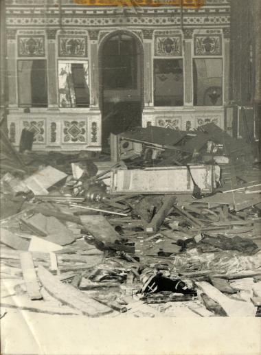 The destruction of the Church of Saint Nicholas in Topkapi after the Pogrom of 1955