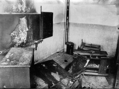 The destruction of one of the classrooms of the Zappeion Girls' School after the 1955 Pogrom