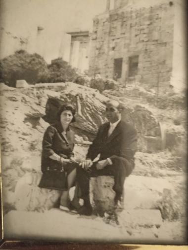 A couple visiting the Acropolis of Athens in 1961