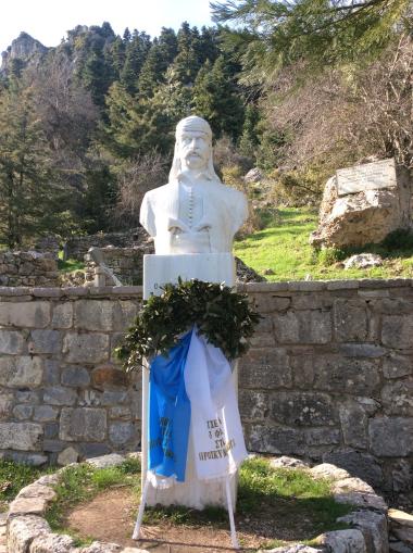 The bust of Theodoros Kolokotronis in Limbovisi, Arcadia