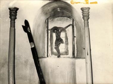 The desecration of the crucified Christ of Saint Demetrios of Xyloporta following the Pogrom of 1955