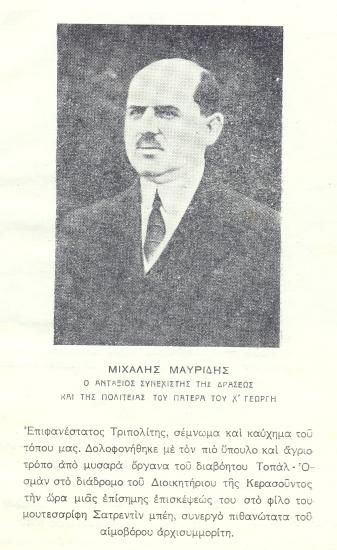 Ο Μιχάλης, καθώς και οι Αναστάσης και Πολύβιος, ήταν αδέρφια του Παναγή Μαυρίδη. Δολοφονήθηκε την πρωτοχρονιά του 1921 από τον Τοπάλ Οσμάν μέσα στο Διοικητήριο της Κερασούντος