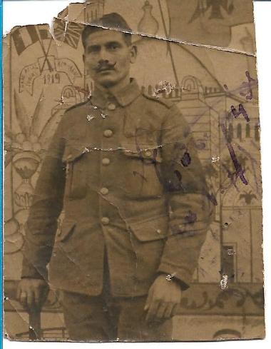 Stamatakis Karavasileiadis in military uniform in 1919 in Constantinople