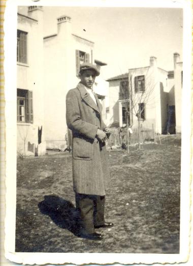 Anastasis Kotsogiannidis in front of his sister Sophia's house in Lasani, before he was killed during the civil war
