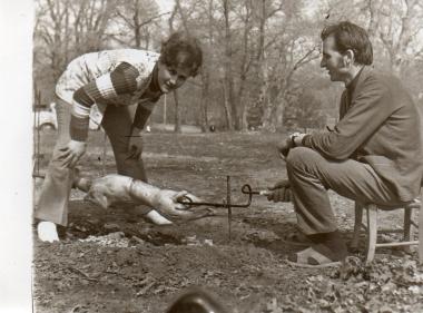 Roasting lamb for Easter in Askos, Volvi