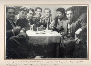 Young people of the Votsi settlement, at the tavern 