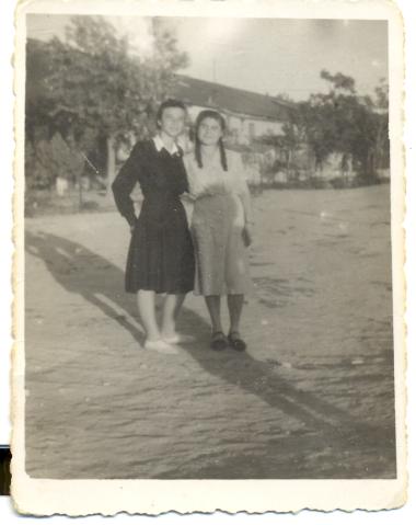 In front of Allied booth 4, at the junction of M. Alexandrou and Anat. Thrace. Eleni Salpisti (right) with her friend Dina Chatzikosta