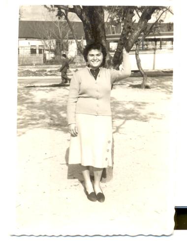 Behind her, a bus of the bus company crossing the then Vass. Olga and then an allied booth