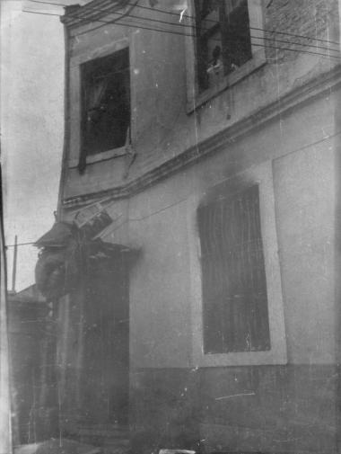 Destroyed entrance of a house in Mesochori, Bosporus