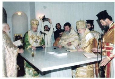 Consecration of the Holy Trapeza during the inauguration of the elevated new Holy Church of Saint Panteleimon by His Eminence Metropolitan Prokopios of Nea Krini and Kalamaria.