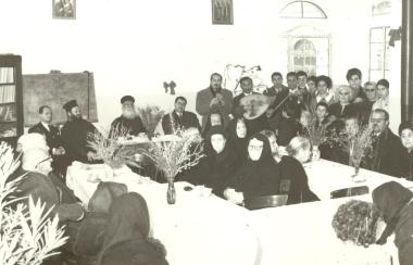 Easter reception for the poor seniors of the parish.