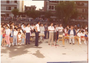 Gymnastics demonstrations of the club's departments in the courtyard of the 7th Board of Directors.