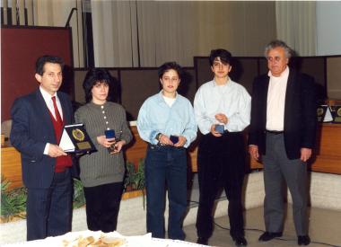 Awarding of prizes to the athletes of the table tennis department of the Admiral Votsi Association, for the team's rise to the A' National League.