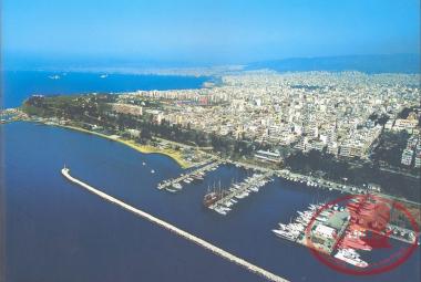 Aerial view of the Marina and Plage of Aretsou.