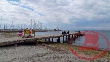 The Concrete harbor pier in Karabournaki
