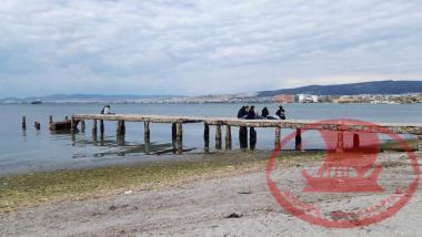 The Concrete harbor pier in Karabournaki