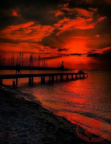 The Concrete harbor pier in Karabournaki