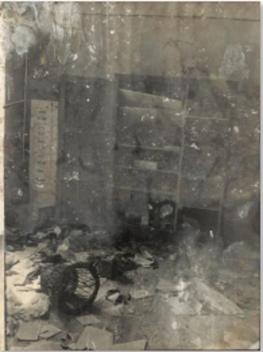 Destroyed and looted Greek store interior
