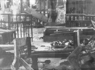 Destruction inside a church in Constantinople