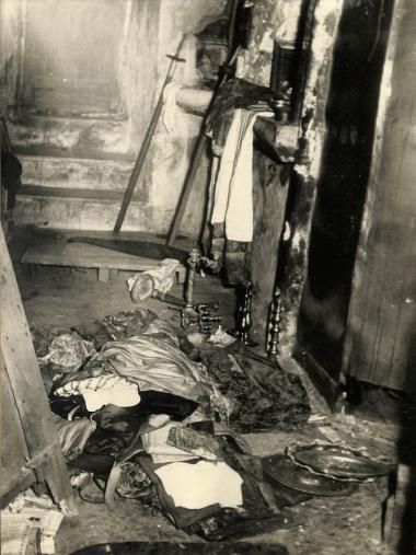 Destroyed and looted sacred vessels and vestments.