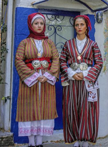 Traditional original costumes, from left, of Kizderbent and of Nicomedia.