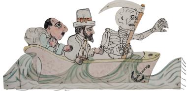 Death, the Minister of Culture Sior-Dionysios and Karagiozis