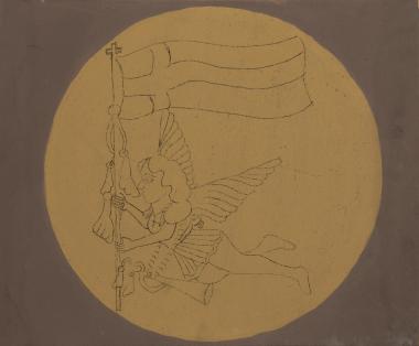 Angel with Greek flag and trumpet 2