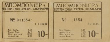 Εισιτήριο Μπομπονιέρα Θέατρον Σκιών Ευγένιου Σπαθάρη