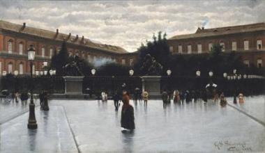 Το Παλάτσο Ρεάλε στη Νάπολι μετά τη βροχή