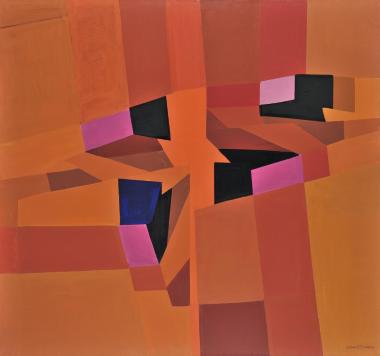 Κόκκινη σύνθεση με μπλε και ροζ