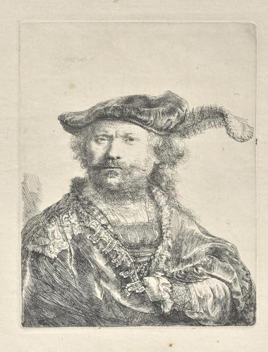 Αυτοπροσωπογραφία με βελούδινο μπερέ με φτερό