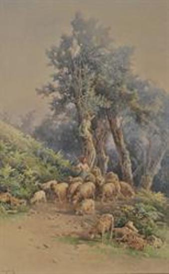 Βοσκοπούλα φυλάει πρόβατα