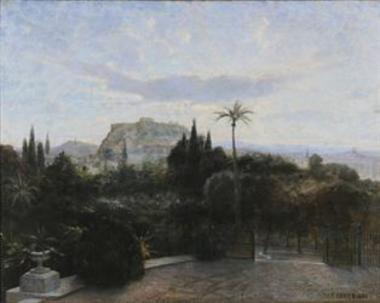 Ο Βασιλικός κήπος με την Ακρόπολη και το λόφο του Φιλοπάππου