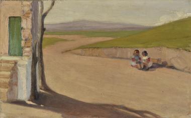 Κοριτσάκια καθισμένα στο δρόμο