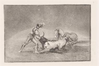 Ένας Ισπανός ιππότης σκοτώνει έναν ταύρο μέσα στην αρένα