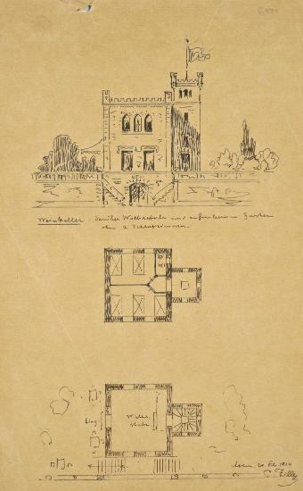 Εξοχική κατοικία στη συνοικία Ε. Τσίλλερ. Κύρια όψη, κατόψεις