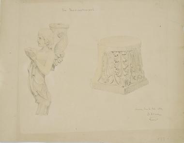 Θησείο. Γλυπτό και ανεστραμμένο κορινθιακό κιονόκρανο