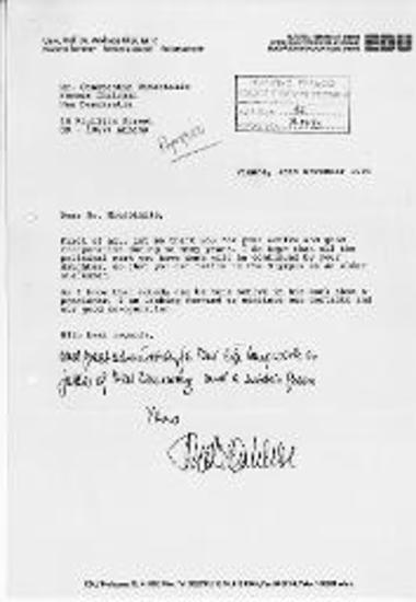 Επιστολή του Andreas Khol, εκτελεστικού γραμματέα της EDU προς ΚΜ, με την οποία τον ευχαριστεί για την καλή συνεργασία τους