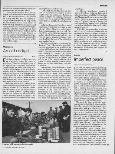 Δημοσίευμα στο περιοδικό The Economist, σχετικά με τις ειρηνευτικές δυνάμεις που διατηρεί η Ρωσία, επί των εδαφών των δορυφόρων κρατών της επικράτειάς της, πρώην κράτη στης ΕΕΣΔ.