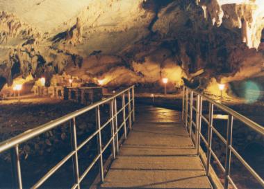 Internal bridge in the first cave hall