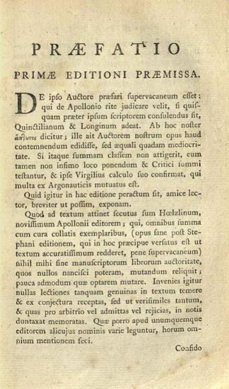 Ἀπολλώνιος ὁ Ρόδιος. Ἀργοναυτικά, 2 τόμ., Ὀξφόρδη, E Typographeo Clarendoniano, 1779.