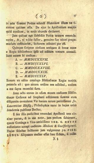 Ἀπολλώνιος ὁ Ρόδιος. Apollonii Rhodii Argonautica... emendate edidit Rich. Fr. Phil. Brunk..., Στρασβοῦργο, Johann Geoffroy Bauer et Johann-George Treuttel, 21 Αὐγούστου, 1780.