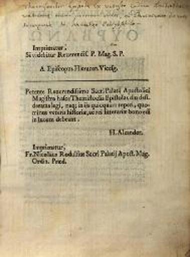 Θεμιστοκλῆς. Themistoclis Epistolae ex Vetusto Codice Bibliothecae Vaticana nunc primum erutae e latinitate... Interprete Io. Matthaeo Caryophilo..., Ρώμη, Ludovicus Grignanus, 1626.