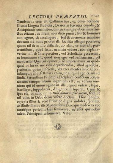 Καλλίμαχος. Καλλιμάχου Κυρηναίου Ὕμνοι, Ἐπιγράμματα καὶ ἄλλα ἄττα..., Παρίσι, Sebastianus Mabre-Cramoisy, 1675.