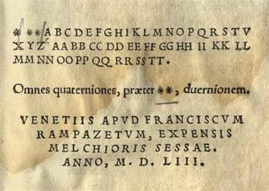 Urbanus Bolzanius. Urbani Bolzanii Bellunensis Grammaticae Institutiones..., Βενετία, Francesco Rampazeto, γιὰ τὸν Melchior Sessa, 1553.