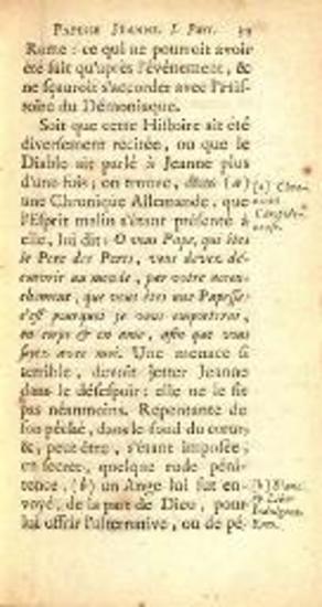 M. de Spanheim. Histoire de la Papesse Jeanne fidélement tirée de la dissertation latine…, La Haye, Chez Scheuzler, 1738.