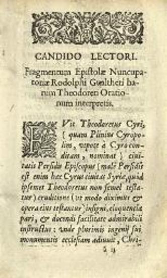 Θεοδώρητος. Theodoreti Episcopi Cyri De Providentia Orationes decem. Nunc primum Latinè & Gracè coniunctim edite..., Παρίσι, apud Franciscum Pelicanum, 1630.
