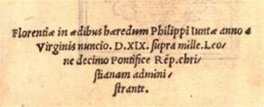 Ὅμηρος. Ὁμήρου Ὀδύσσεια. Βατραχομυομαχία. Ὕμνοι λβ´, Φλωρεντία, in aedibus haeredum Philippi Iuntae, 1519.