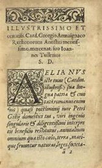 Αἰλιανός. Aeliani De Historia Animalium Libri XVII... Petrus Gillius vertit..., Λυών, Gulielmus Rovillius, 1562.